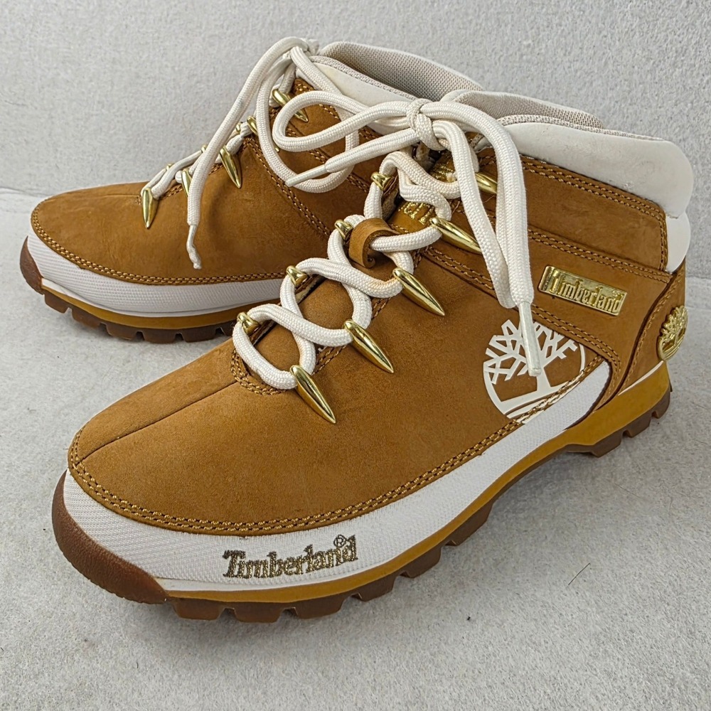 Timberland Euro Hiker Boots Womens 6.5 Wheat White Gold Nubuck 16642 Y2K